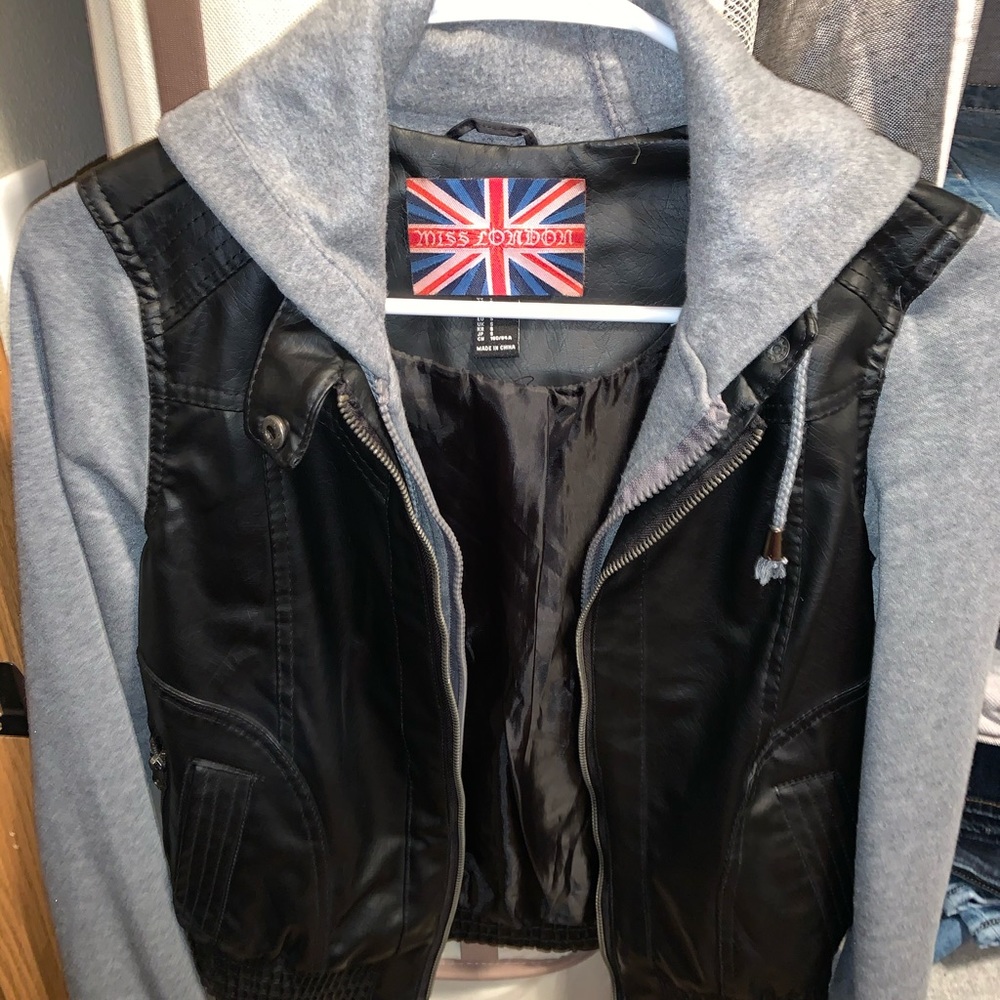 Miss London Leather Sweat Jacket